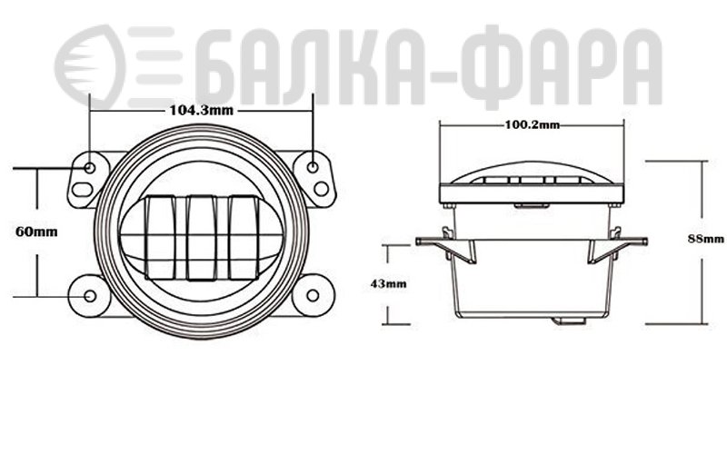 Комплект противотуманных фар, 36 Ватт, с ангельскими глазками, черные